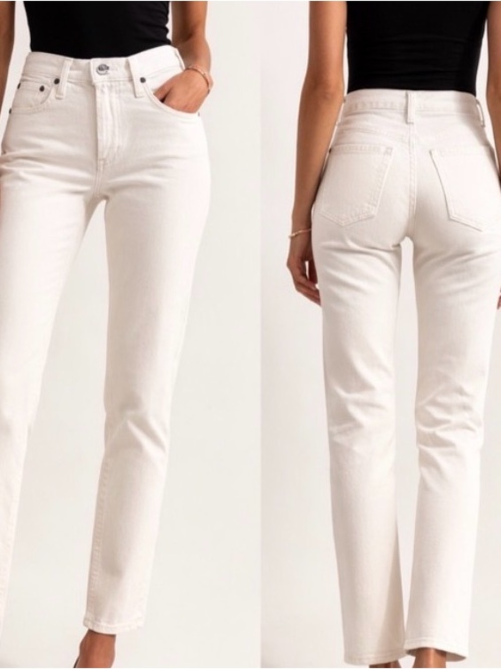 Cream Cropped AG Jeans